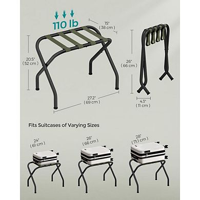 Luggage Rack, Suitcase Stand, Steel Frame, Foldable For Guest Room, Bedroom - Set Of 2