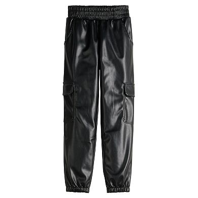 Girls 7-16 eyeshadow Faux Leather Cargo Pocket Joggers