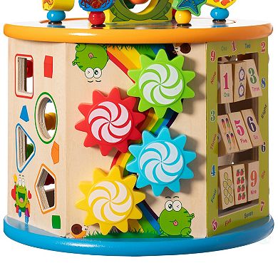 8 in 1 Colorful Attractive Wooden Kids Baby Activity Play Cube, Fun Toy Center