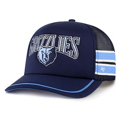 Men's '47 Navy Memphis Grizzlies Sidebrand Stripes Trucker Adjustable Hat