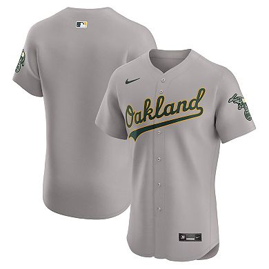 Men's Nike  Gray Oakland Athletics Road Vapor Premier Elite Patch Jersey