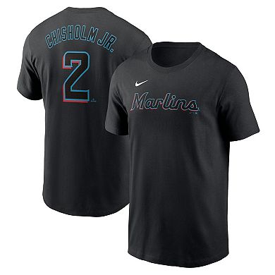 Men's Nike Jazz Chisholm Jr. Black Miami Marlins Fuse Name & Number T-Shirt