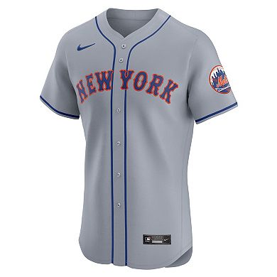 Men's Nike  Gray New York Mets Road Vapor Premier Elite Patch Jersey