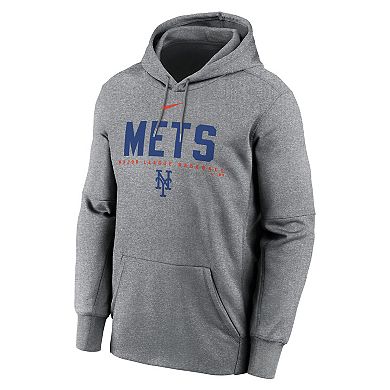 Men's Nike Heather Charcoal New York Mets Therma Fleece Pullover Hoodie