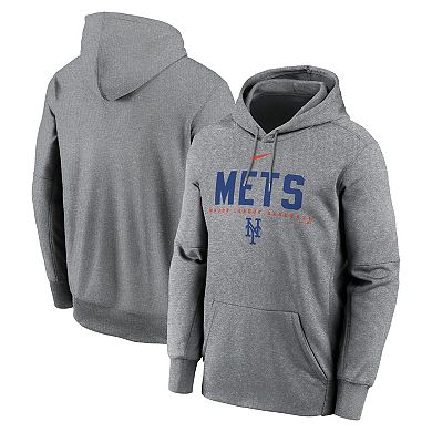 Men's Nike Heather Charcoal New York Mets Therma Fleece Pullover Hoodie