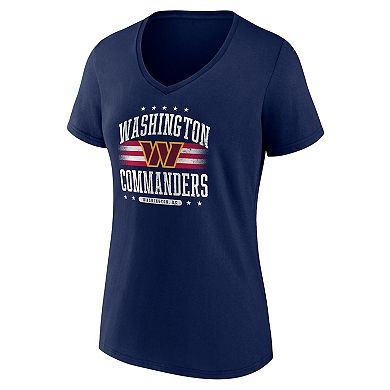 Women's Fanatics Branded Navy Washington Commanders Americana V-Neck T-Shirt