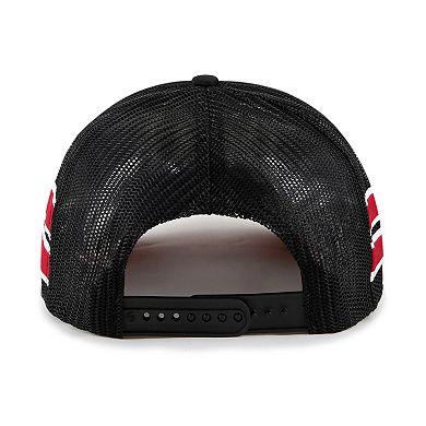 Men's '47 Black Miami Heat Sidebrand Stripes Trucker Adjustable Hat