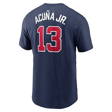 Men's Nike Ronald AcuÃ±a Jr. Navy Atlanta Braves Fuse Name & Number T-Shirt