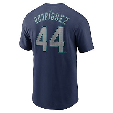 Men's Nike Julio RodrÃ­guez Navy Seattle Mariners Fuse Name & Number T-Shirt