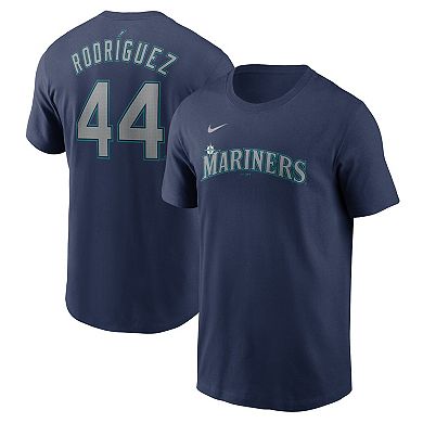 Men's Nike Julio RodrÃ­guez Navy Seattle Mariners Fuse Name & Number T-Shirt