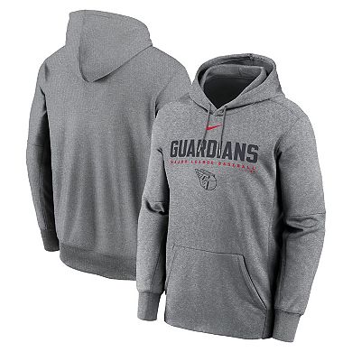Men's Nike Heather Charcoal Cleveland Guardians Therma Fleece Pullover Hoodie