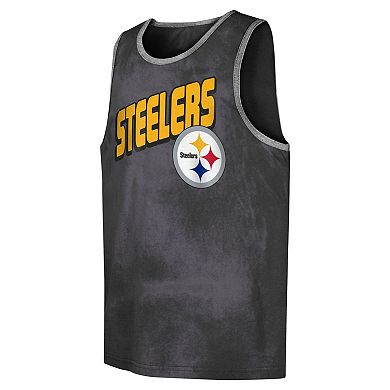 Youth Black Pittsburgh Steelers Sun-Bleached Ride the Tide Tank Top