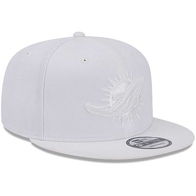 Men's New Era Miami Dolphins Main White on White 9FIFTY Snapback Hat