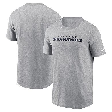 Men's Nike Heather Gray Seattle Seahawks Primetime Wordmark Essential T-Shirt