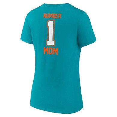 Women's Fanatics Branded Aqua Miami Dolphins Mother's Day V-Neck T-Shirt