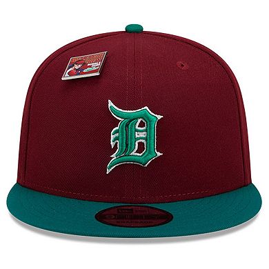Men's New Era Cardinal/Green Detroit Tigers Strawberry Big League Chew Flavor Pack 9FIFTY Snapback Hat