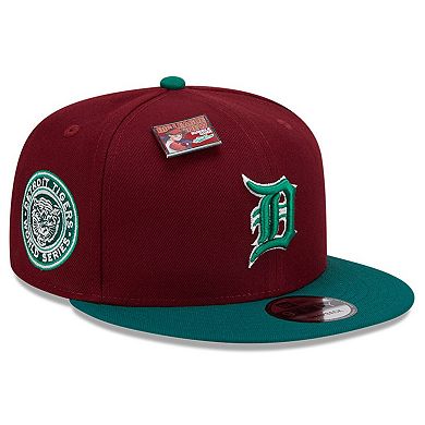 Men's New Era Cardinal/Green Detroit Tigers Strawberry Big League Chew Flavor Pack 9FIFTY Snapback Hat