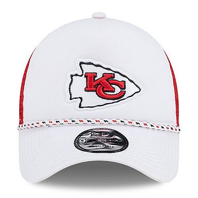 Men's New Era White/Red Kansas City Chiefs Court Sport Foam Front A-Frame 9FORTY Adjustable Trucker Hat