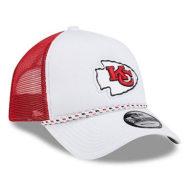 Men's New Era White/Red Kansas City Chiefs Court Sport Foam Front A-Frame 9FORTY Adjustable Trucker Hat