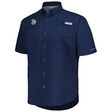 Men's Columbia Navy Tampa Bay Rays Tamiami Omni-Shade Button-Down Shirt