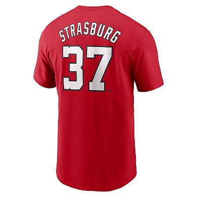 Men's Nike Stephen Strasburg Red Washington Nationals Fuse Name & Number T-Shirt