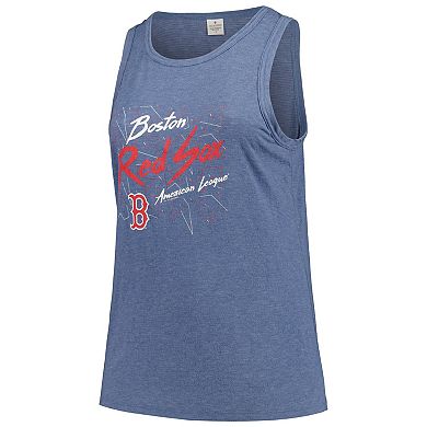Women's Soft as a Grape Navy Boston Red Sox Plus Size Curvy High Neck Tri-Blend Tank Top