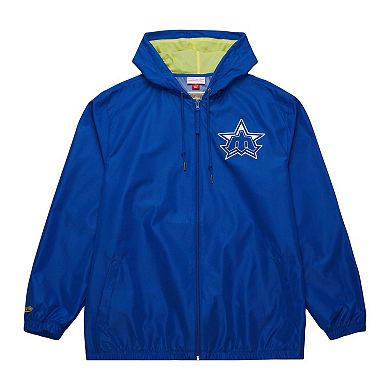 Men's Mitchell & Ness Royal Seattle Mariners Cooperstown Collection Vintage Logo Full-Zip Hoodie Windbreaker Jacket