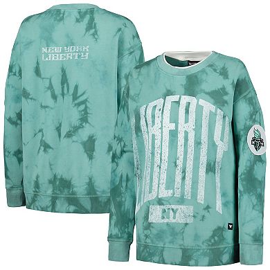 Women's The Wild Collective Green New York Liberty Overdye Pullover Sweatshirt