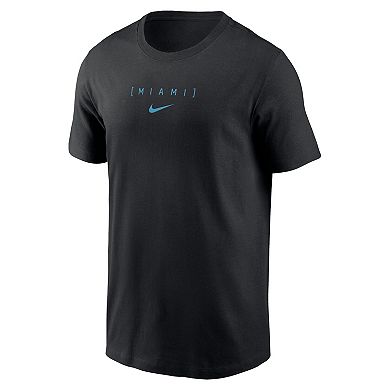 Men's Nike Black Miami Marlins Large Logo Back Stack T-Shirt