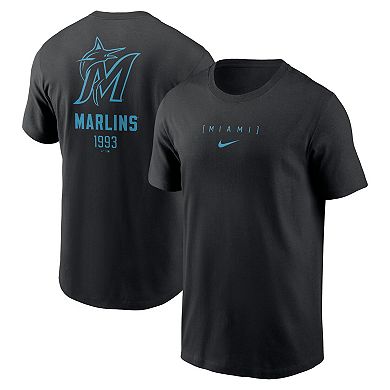 Men's Nike Black Miami Marlins Large Logo Back Stack T-Shirt