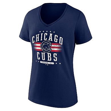 Women's Fanatics Branded Navy Chicago Cubs Americana V-Neck T-Shirt