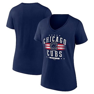 Women's Fanatics Branded Navy Chicago Cubs Americana V-Neck T-Shirt