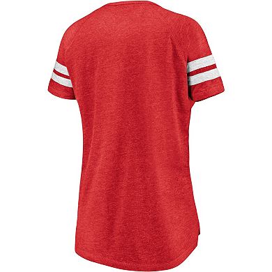 Women's Fanatics Branded Red Toronto FC True Classics Full Force Raglan Tri-Blend Notch Neck T-Shirt
