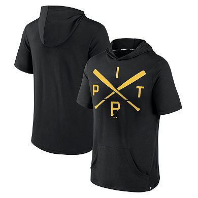 Men's Fanatics Branded Black Pittsburgh Pirates Iconic Rebel Short Sleeve Pullover Hoodie