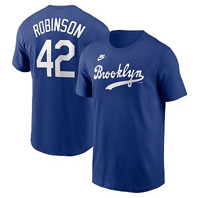 Men's Nike Jackie Robinson Royal Brooklyn Dodgers Cooperstown Collection Fuse Name & Number T-Shirt