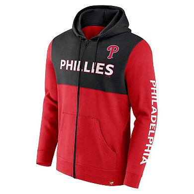 Men's Fanatics Branded Red/Black Philadelphia Phillies Ace Hoodie Full-Zip Sweatshirt