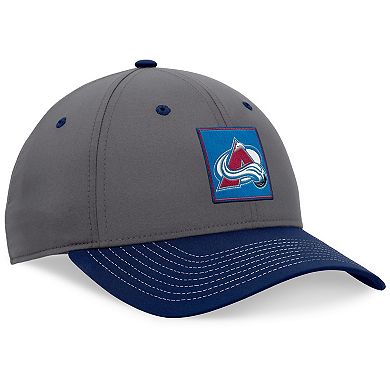 Men's Fanatics Branded  Gray/Navy Colorado Avalanche 2024 Stanley Cup Playoffs Locker Room Adjustable Hat