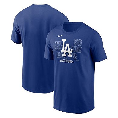 Men's Nike Mookie Betts Royal Los Angeles Dodgers 2024 MLB World Tour Seoul Series Player Name & Number Event Stack T-Shirt