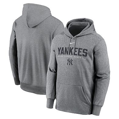 Men's Nike Heather Charcoal New York Yankees Therma Fleece Pullover Hoodie