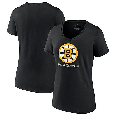 Women's Fanatics Branded  Black Boston Bruins 2024 Stanley Cup Playoffs Breakout V-Neck T-Shirt