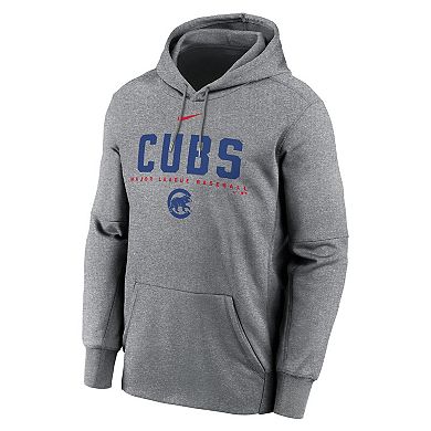 Men's Nike Heather Charcoal Chicago Cubs Therma Fleece Pullover Hoodie