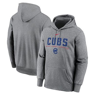 Men's Nike Heather Charcoal Chicago Cubs Therma Fleece Pullover Hoodie