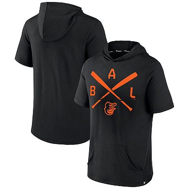 Men's Fanatics Branded Black Baltimore Orioles Iconic Rebel Short Sleeve Pullover Hoodie