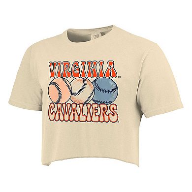 Women's Natural Virginia Cavaliers Comfort Colors Baseball Cropped T-Shirt