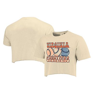 Women's Natural Virginia Cavaliers Comfort Colors Baseball Cropped T-Shirt