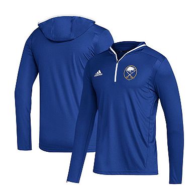 Men's adidas Royal Buffalo Sabres Team Long Sleeve Quarter-Zip Hoodie T-Shirt