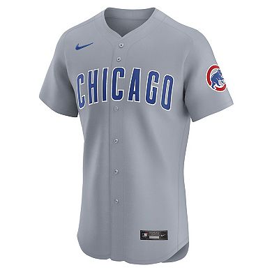 Men's Nike  Gray Chicago Cubs Road Vapor Premier Elite Patch Jersey