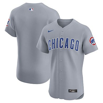 Men's Nike  Gray Chicago Cubs Road Vapor Premier Elite Patch Jersey