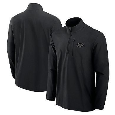 Men's Fanatics Signature Black New York Jets Front Office Woven Quarter-Zip Jacket