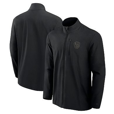Men's Fanatics Signature Black Milwaukee Brewers Front Office Woven Full-Zip Jacket